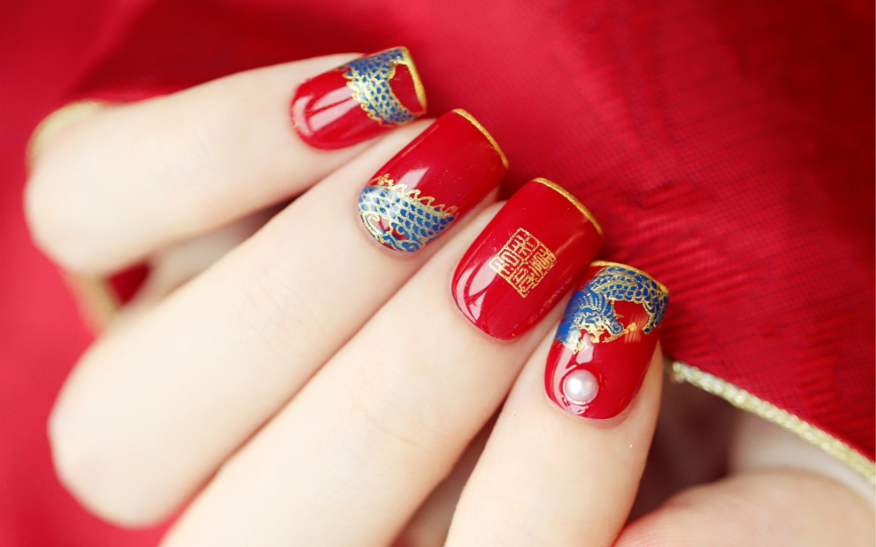 凤时歌,中式婚礼美甲详细教程