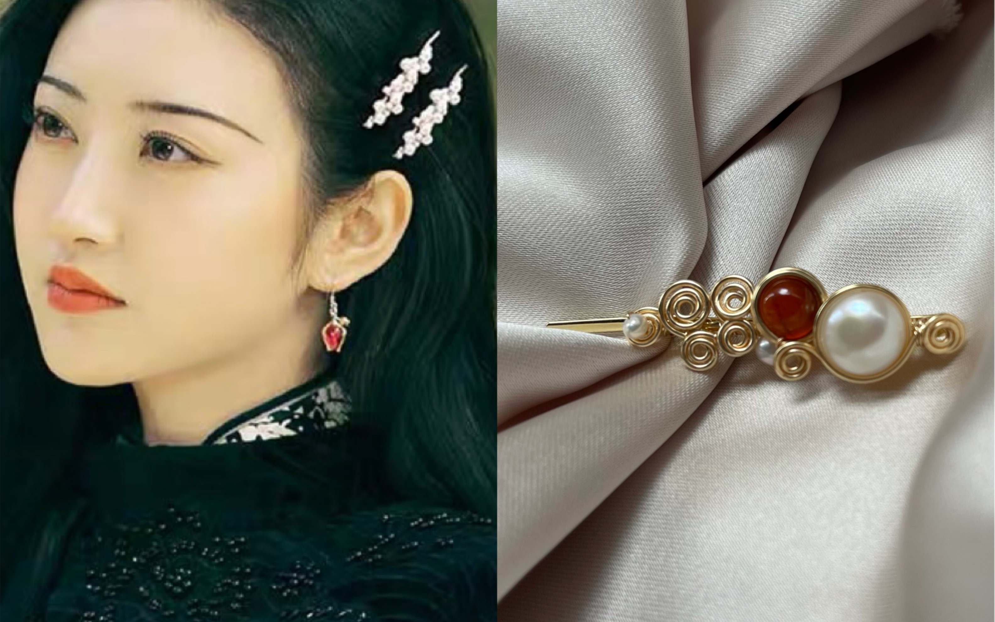 司藤风侧边发夹祥云纹原创