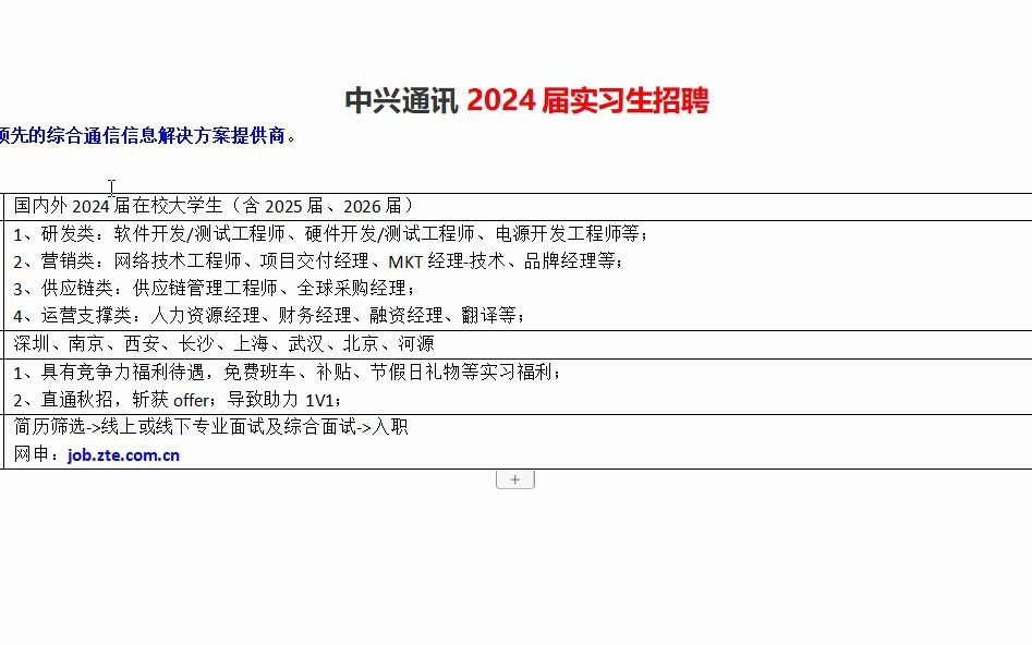 中兴通讯2024届实习生招聘哔哩哔哩bilibili