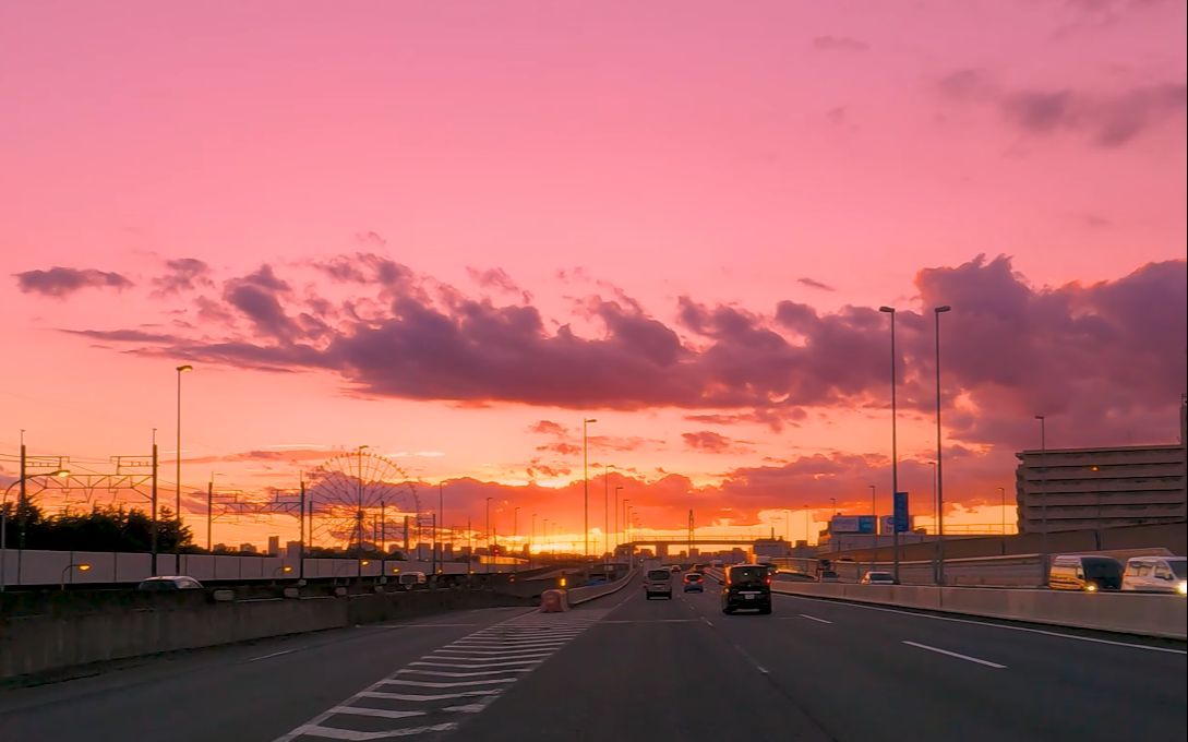 【旅鸦bgm drive】首都高湾岸线 -晚霞drive- 2021【4k】_哔哩哔哩