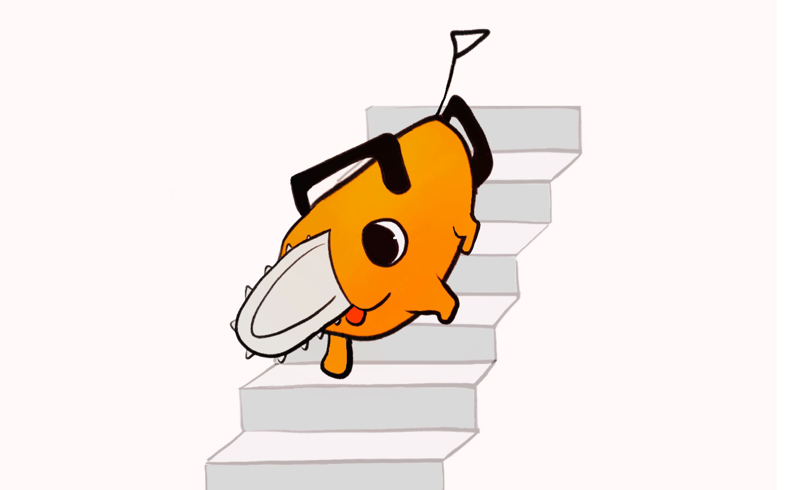 电锯人小动画小狗下楼梯