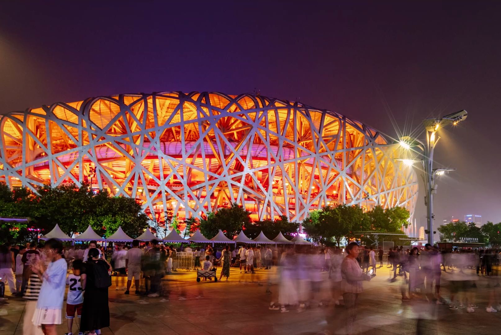 北京鸟巢日转夜大范围延时