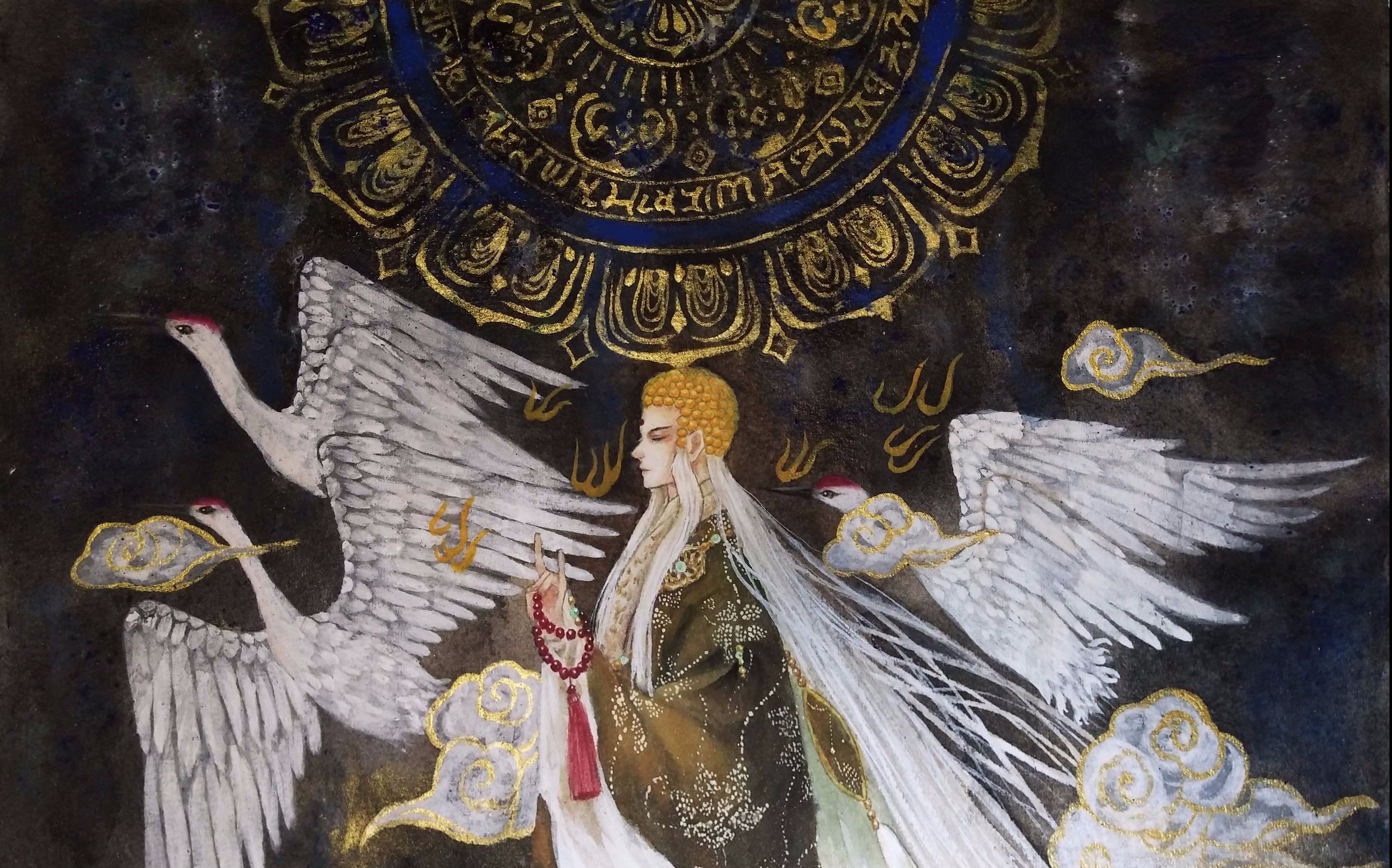 手绘过程霹雳布袋戏一页书很喜欢这莲花印