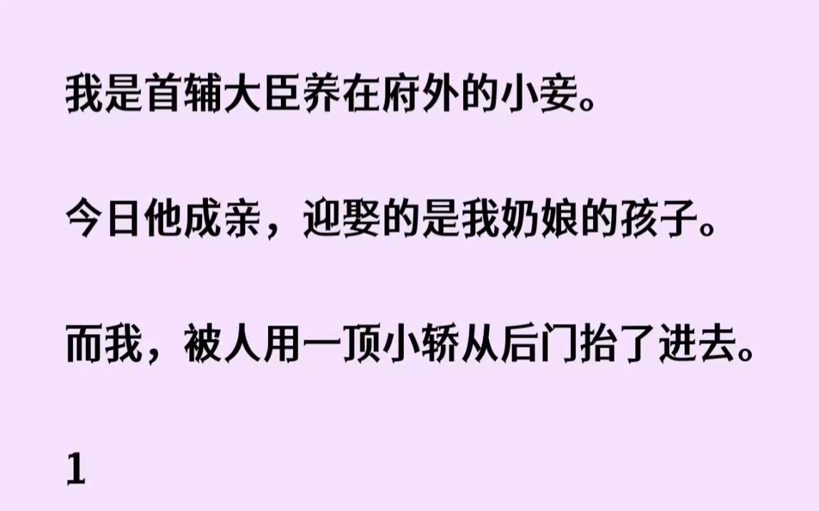 (全文已完结)我是首辅大臣养在府外的小妾.今日他成亲,迎娶的是我奶娘的孩子.而我,被...哔哩哔哩bilibili