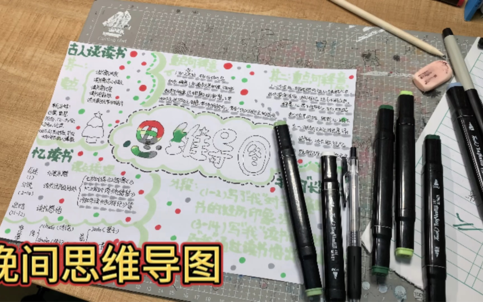 小學生晚間學習日常 畫思維導圖 臨近期末 作業量很大