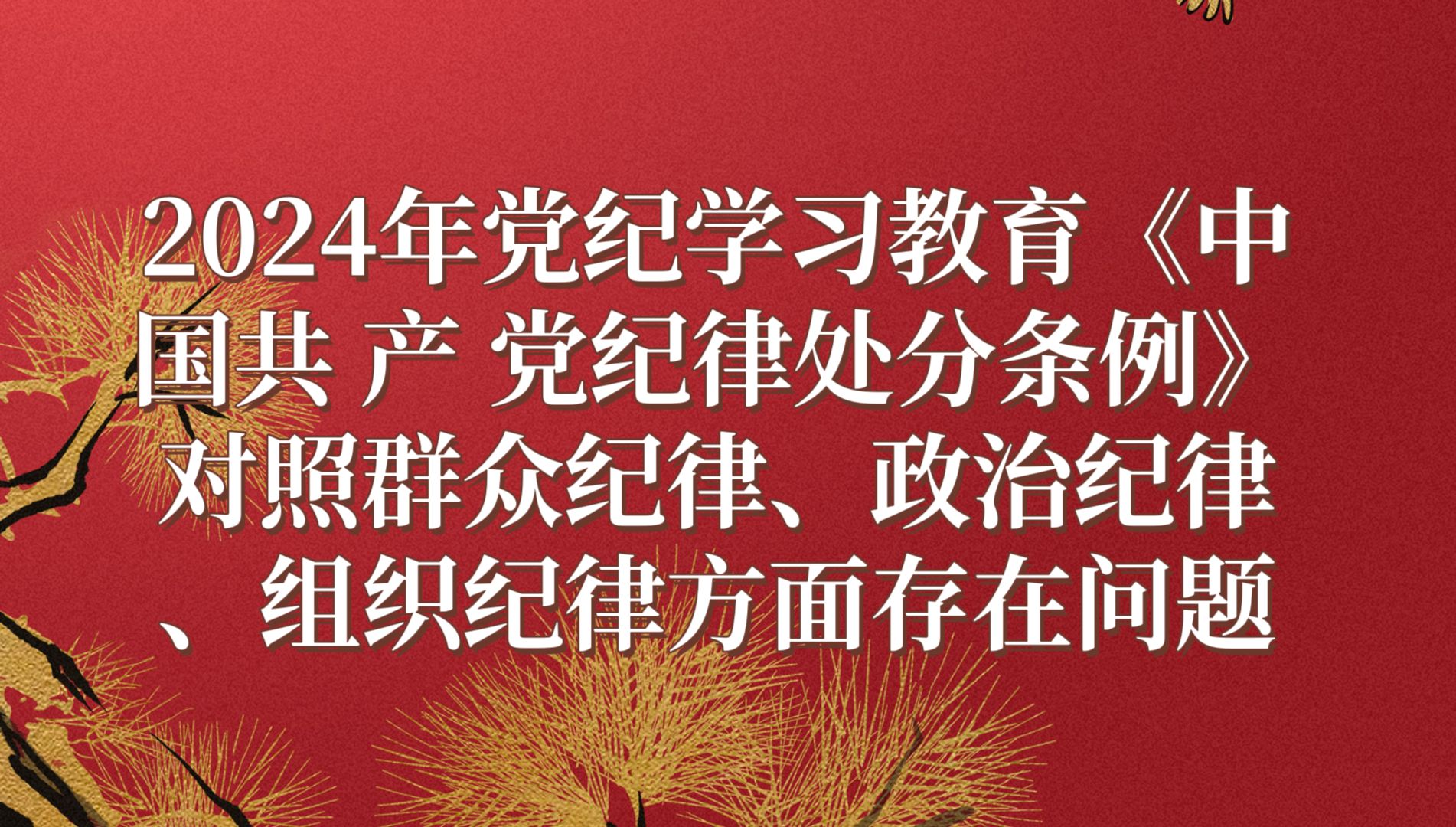 2024年党纪学习教育《中国共产党纪律处分条例》对照群众纪律、政治纪律、组织纪律方面存在问题哔哩哔哩bilibili