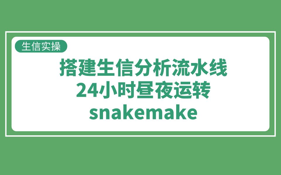 【生信实操】搭建生信分析流水线,如工厂一样24小时昼夜运转——snakemake哔哩哔哩bilibili