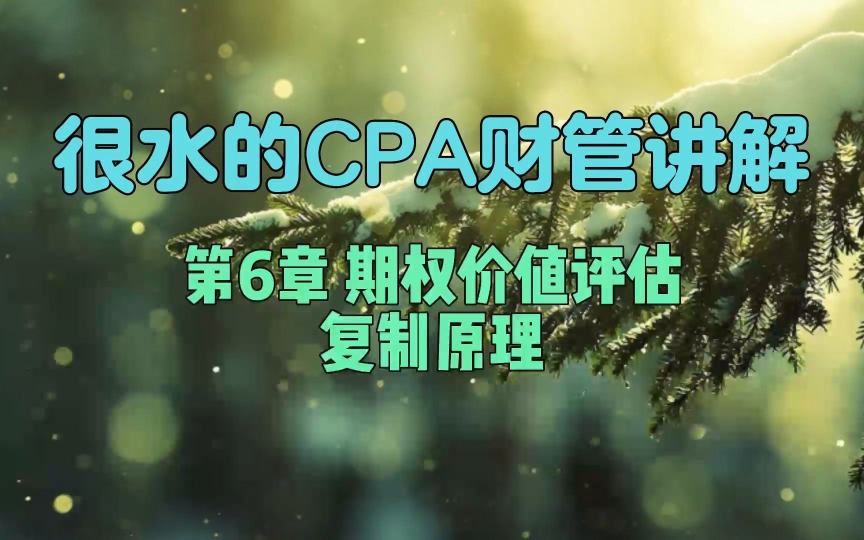 很水的cpa财管讲解:期权价值评估—复制原理以及如何套利