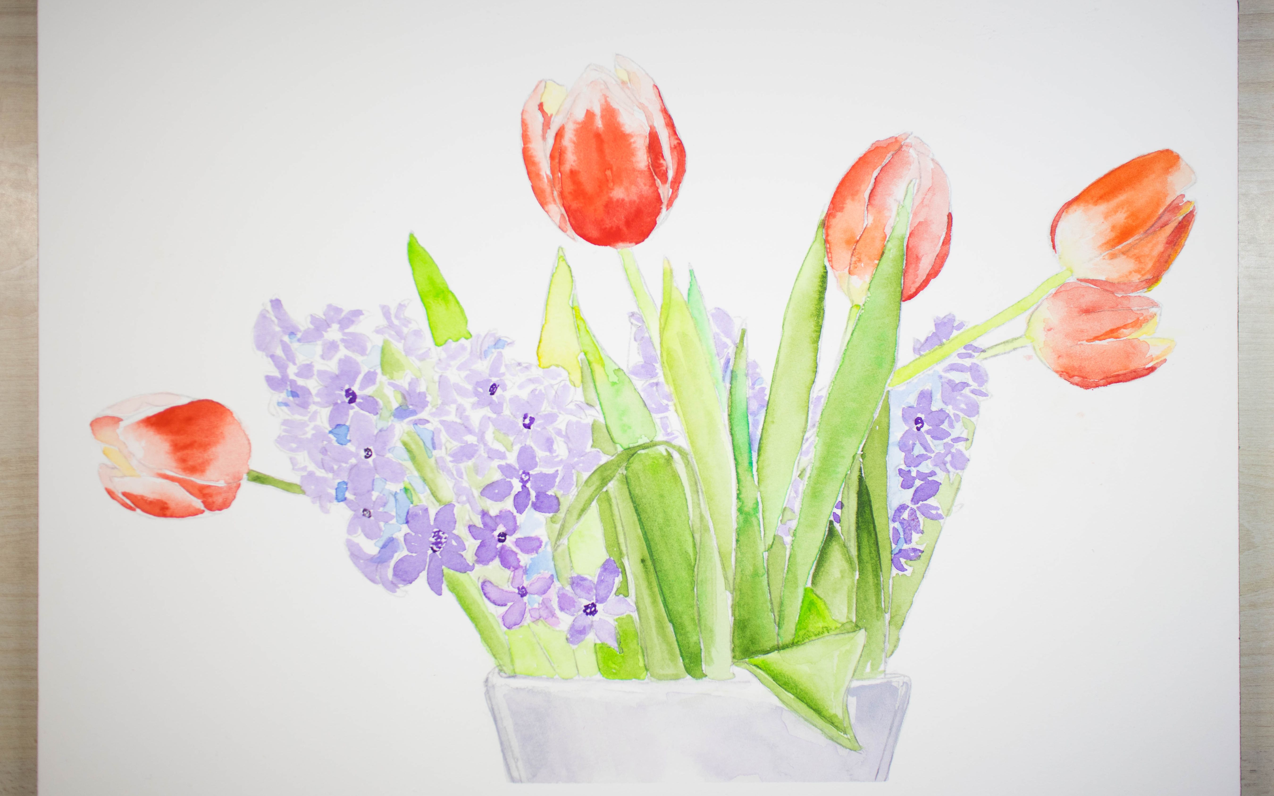 【杨帆水彩画】 花卉 flowers 手绘水彩画教程