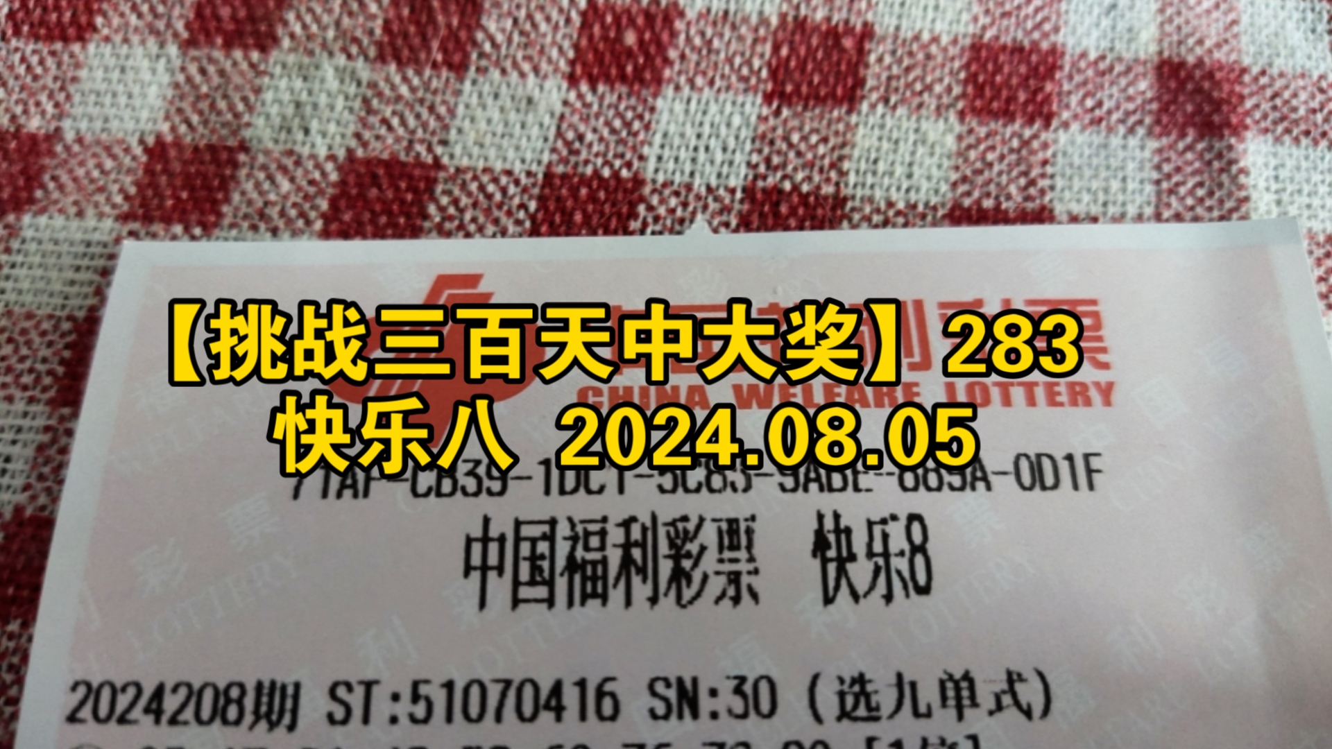 【挑战三百天中大奖】283 快乐八 2024.08.05