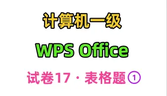 Download Video: 计算机一级 wps office 试卷17-表格题-1