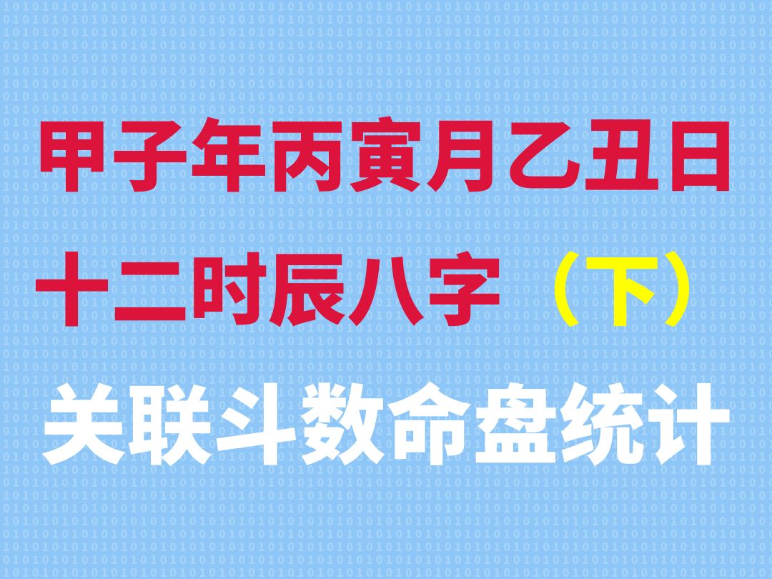 甲子年丙寅月乙丑日十二时辰八字关联斗数命盘统计(下集)哔哩哔哩bilibili