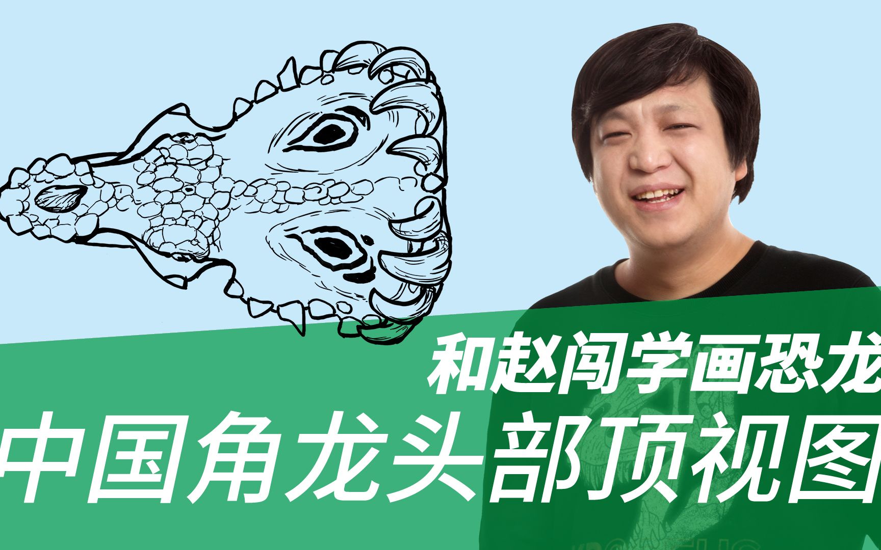 和赵闯学画恐龙:中国角龙的头部顶视图