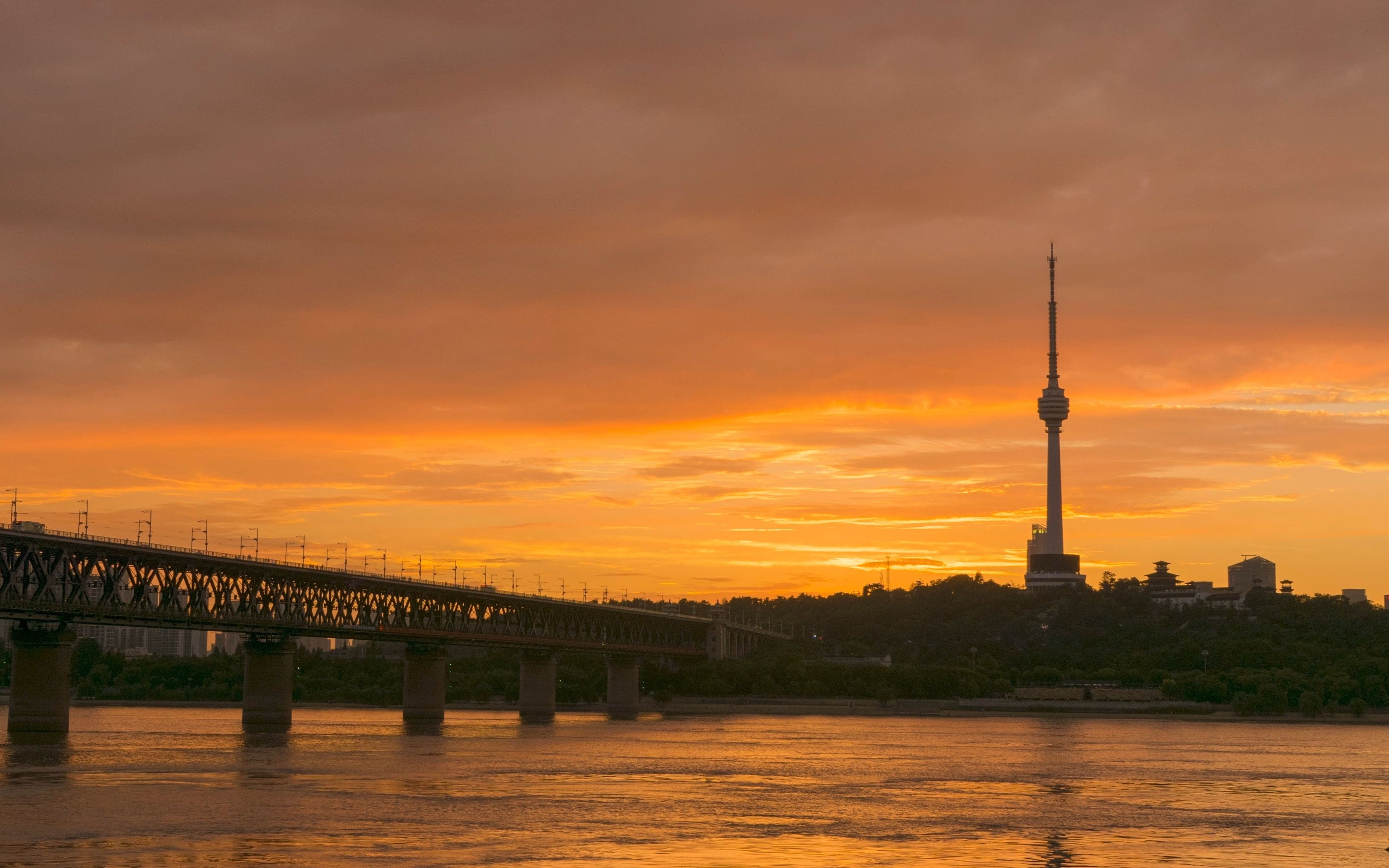 武汉江滩,我看到的落日与晚霞