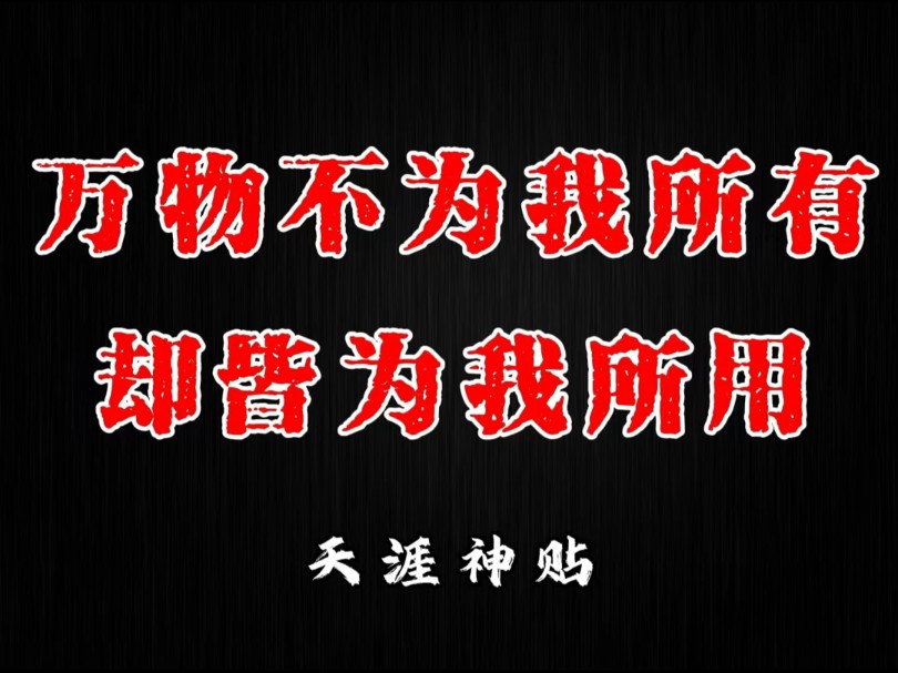 万物不为我所有,皆为我所用!你能真正理解这句话,人生将没有什么烦恼的事情了哔哩哔哩bilibili