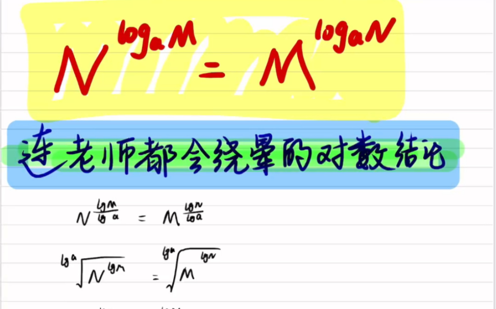 对数运算的一个偏僻结论⭕️推导方法如下❣️推导的方法有很多种,你能想到更简单的吗?#对数函数 #高中数学 #独立数学老师 #数学一对一哔哩哔哩...