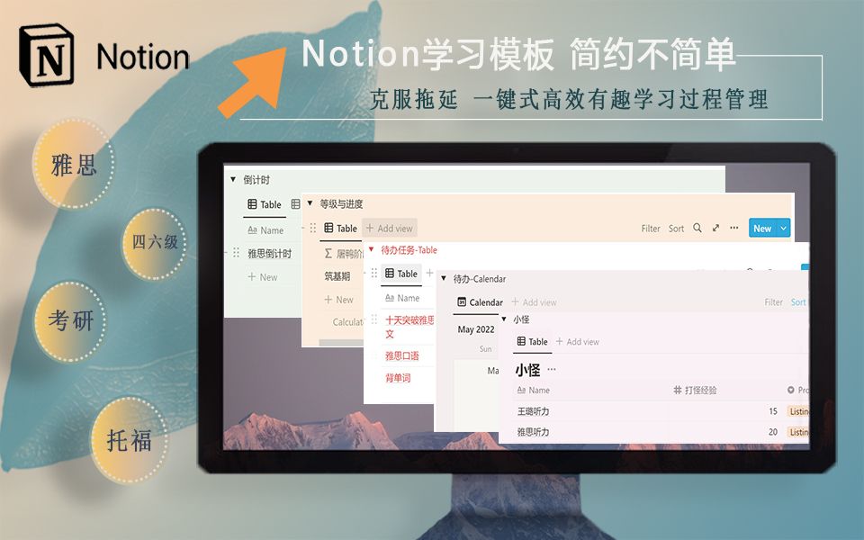 [图]Notion备考模板——打怪升级的同时让你的学习过程量化