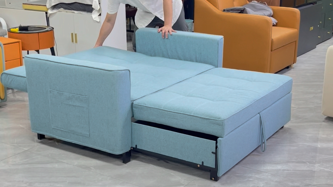 时尚双人小沙发靠背三档可调节整张沙发收缩自如贴心侧边置物加厚海绵