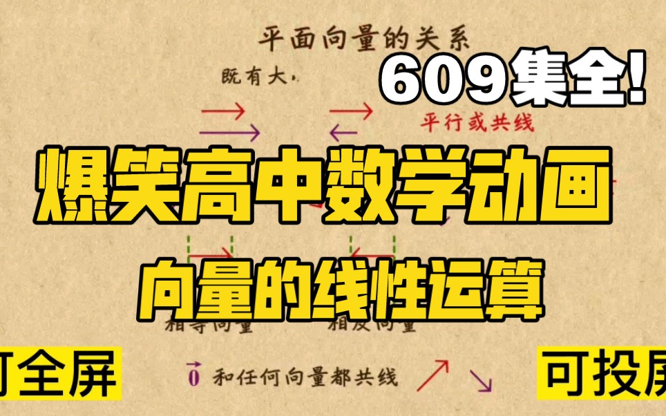 [图]609集全可分享 爆笑乐乐课堂高中数学动画 向量的线性运算 高中数学简单学