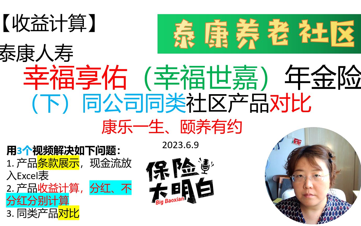 【收益计算】泰康幸福世嘉年金组合 下:同公司同类产品对比 康乐一生| 颐养有约| 幸福享佑| 泰康人寿| 养老社区| 燕园豫园津园| 分红| 万能哔哩哔哩bilibili