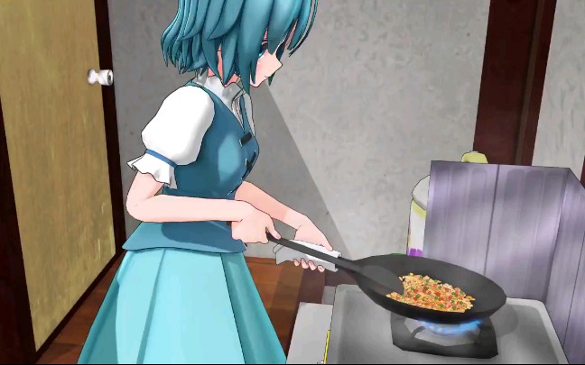 【东方mmd】小伞酱做炒饭给你吃哦!