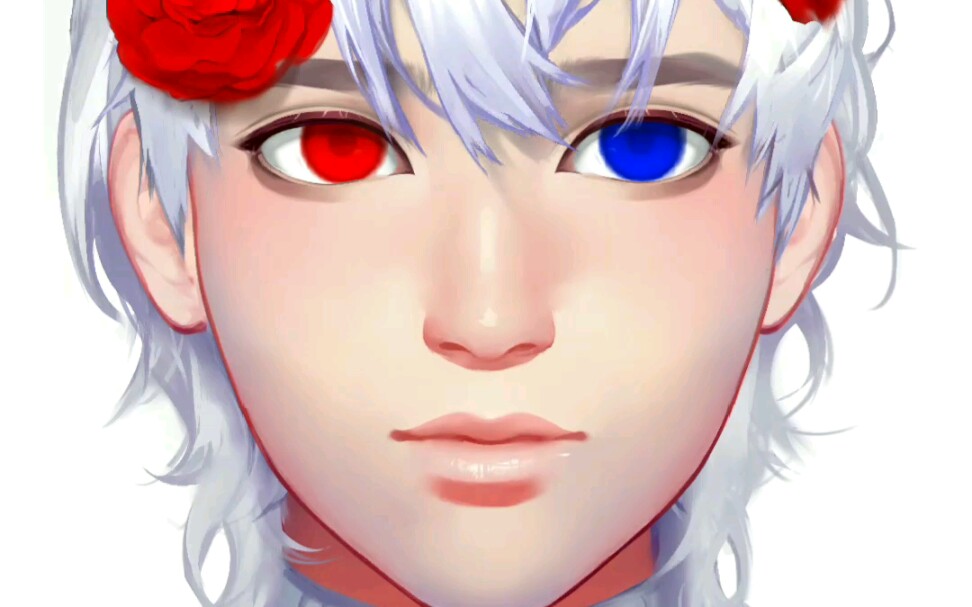 捏一个白发异瞳的小哥哥