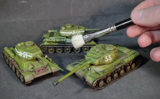 Art models 】Zvezda IS-2和两个T-34/85坦克1:72模型制作_哔哩哔哩_