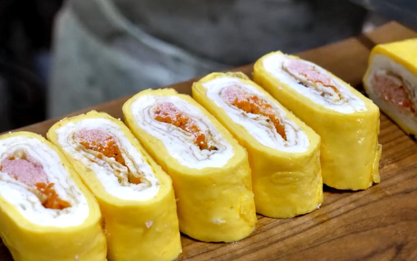 韩国街头美食 鱼籽煎蛋卷