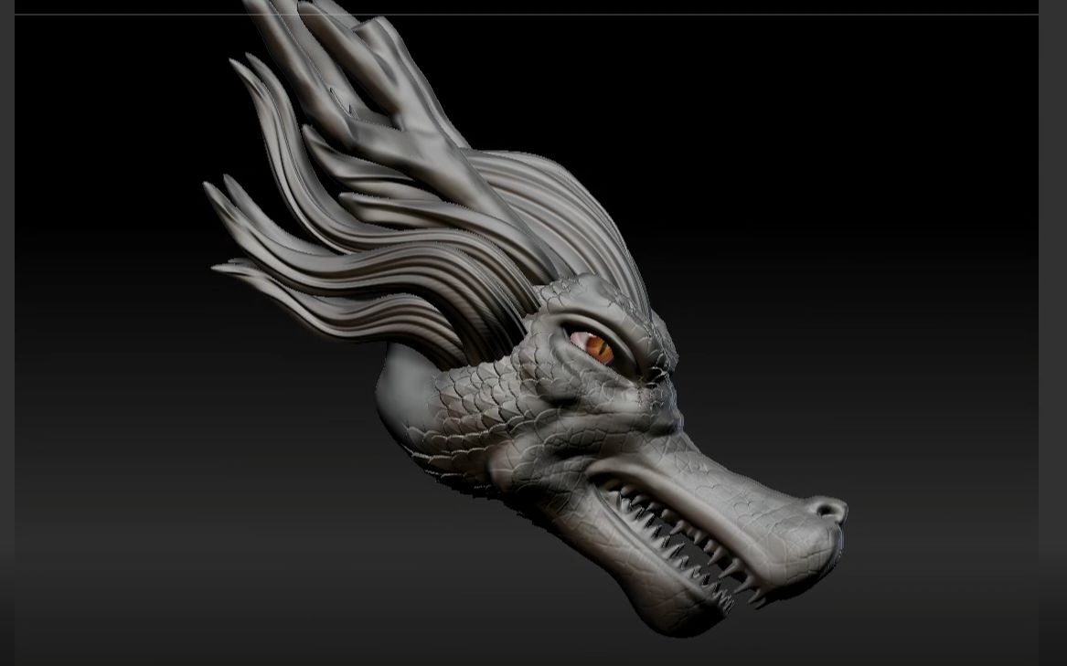 zbrush雕刻龙头,教你用阿尔法贴图制作龙鳞!