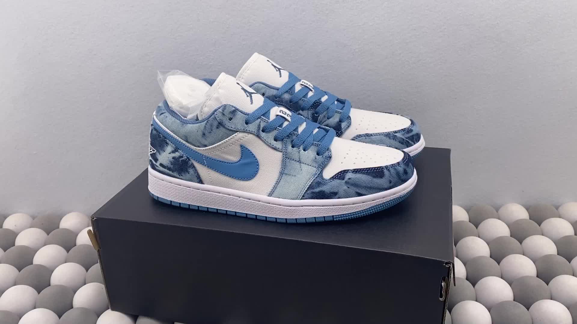 airjordan1lowwasheddenimaj1低帮古篮球鞋白蓝水洗丹宁hcwr