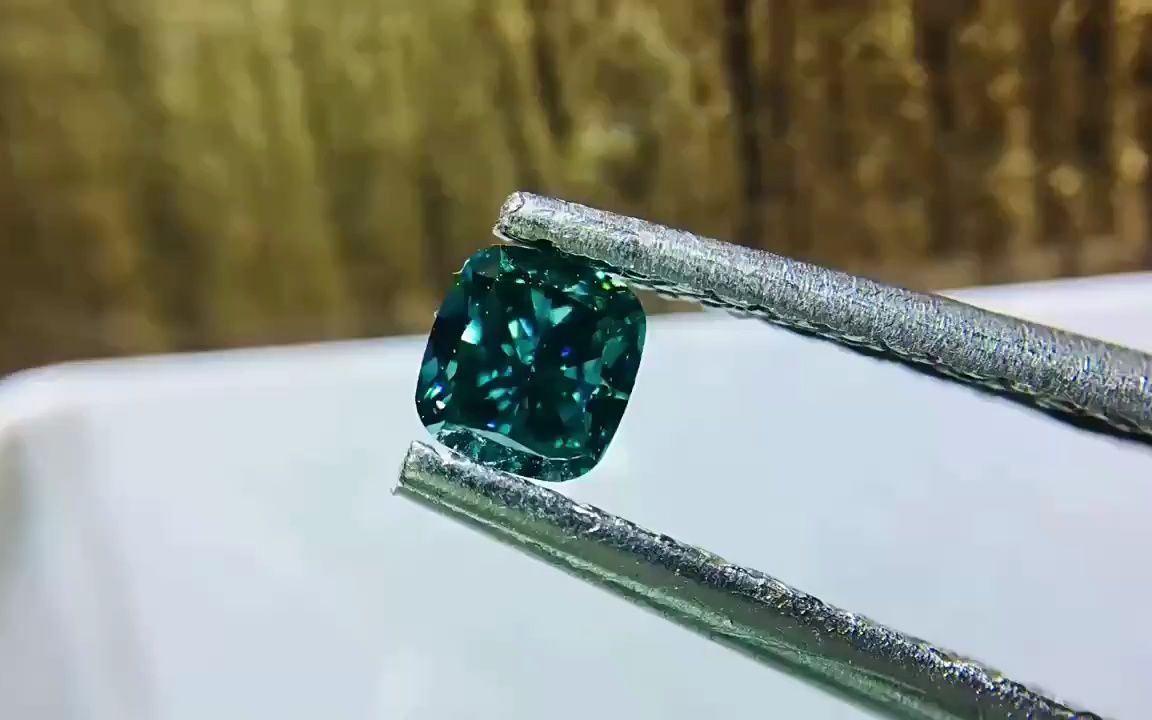 gia天然蓝绿钻石枕形垫形方形高品质裸石彩钻戒指