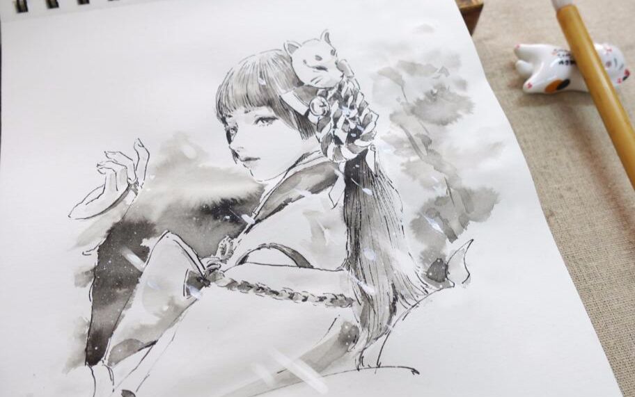 【14期】蘸水笔速写-阴阳师同人-雪女