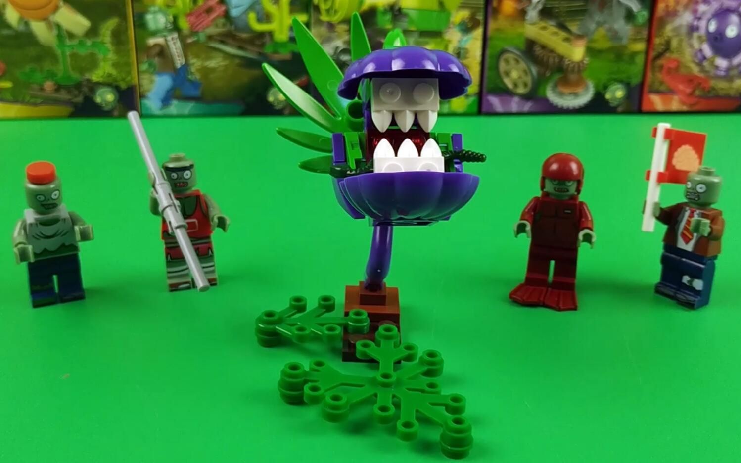 植物大战僵尸拼装玩具视频动手拼装凶猛的食人花