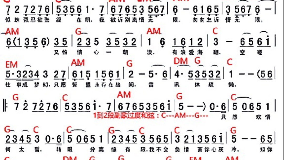 经典粤曲《分飞燕》吉他谱