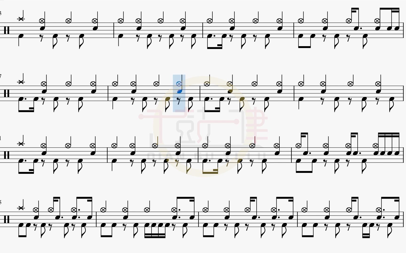 都选c - 缝纫机乐队 鼓谱 架子鼓 动态鼓谱