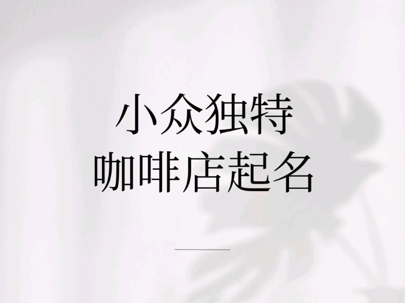 小众独特的咖啡店起名哔哩哔哩bilibili