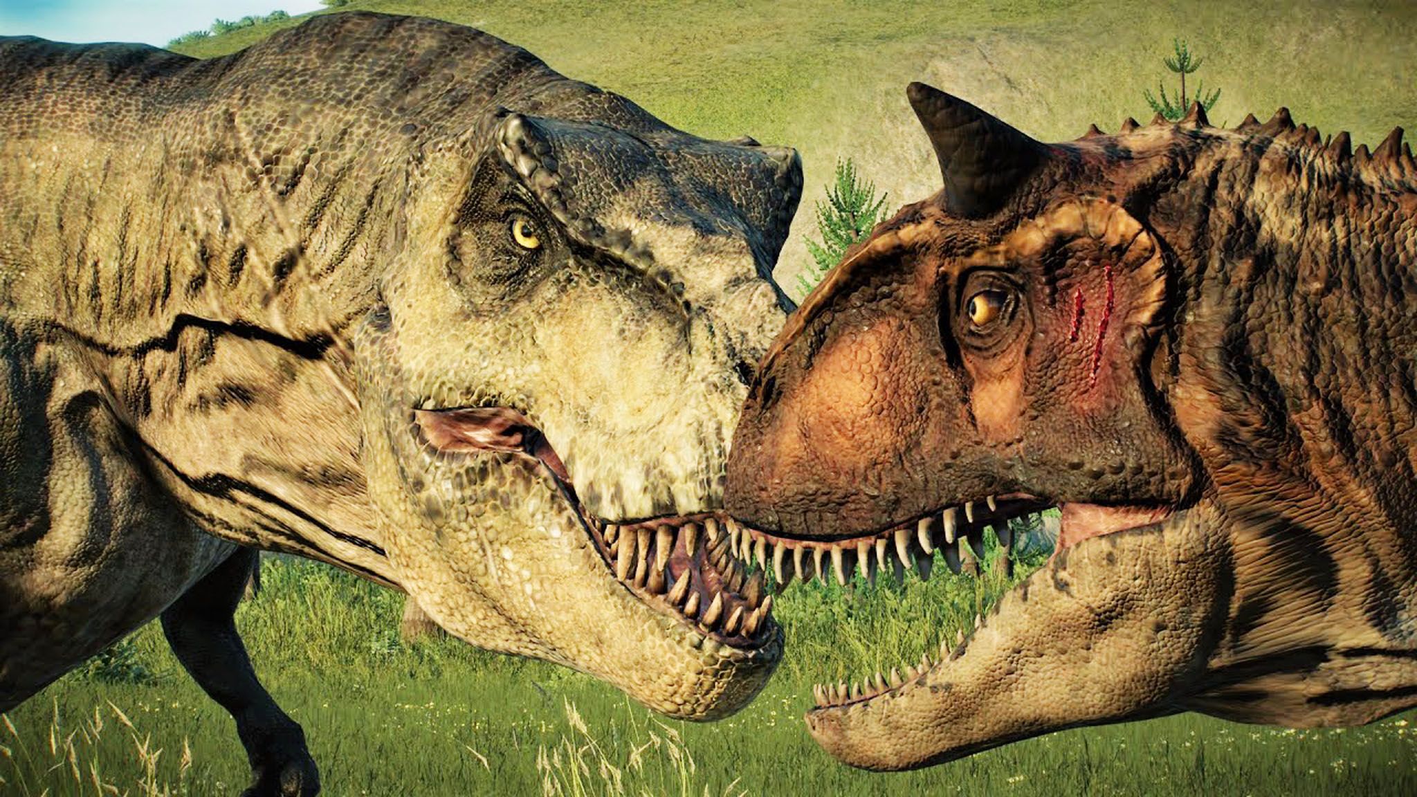 rexy 霸王龙 vs toro 食肉牛龙 ~ 侏罗纪世界进化 2 代