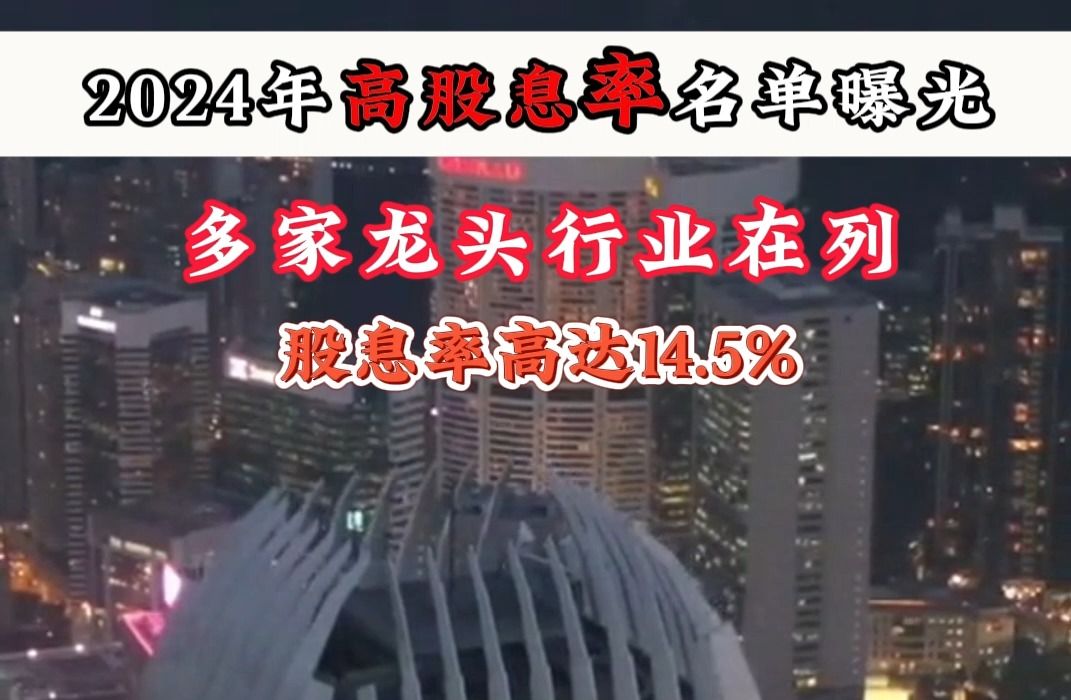 股息率高达14.5%!2024年高股息率名单曝光,多家龙头行业在列!哔哩哔哩bilibili