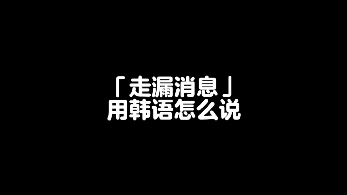 「走漏消息」用韩语怎么说哔哩哔哩bilibili