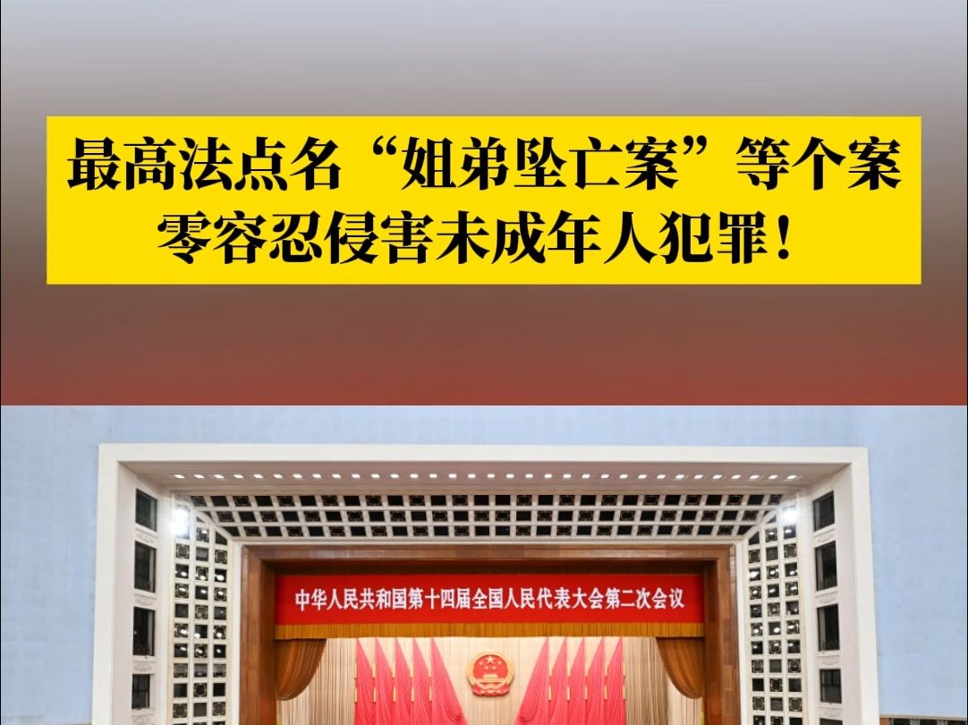 最高法工作报告点名姐弟坠亡案,人民法院对侵害未成年人犯罪零容忍