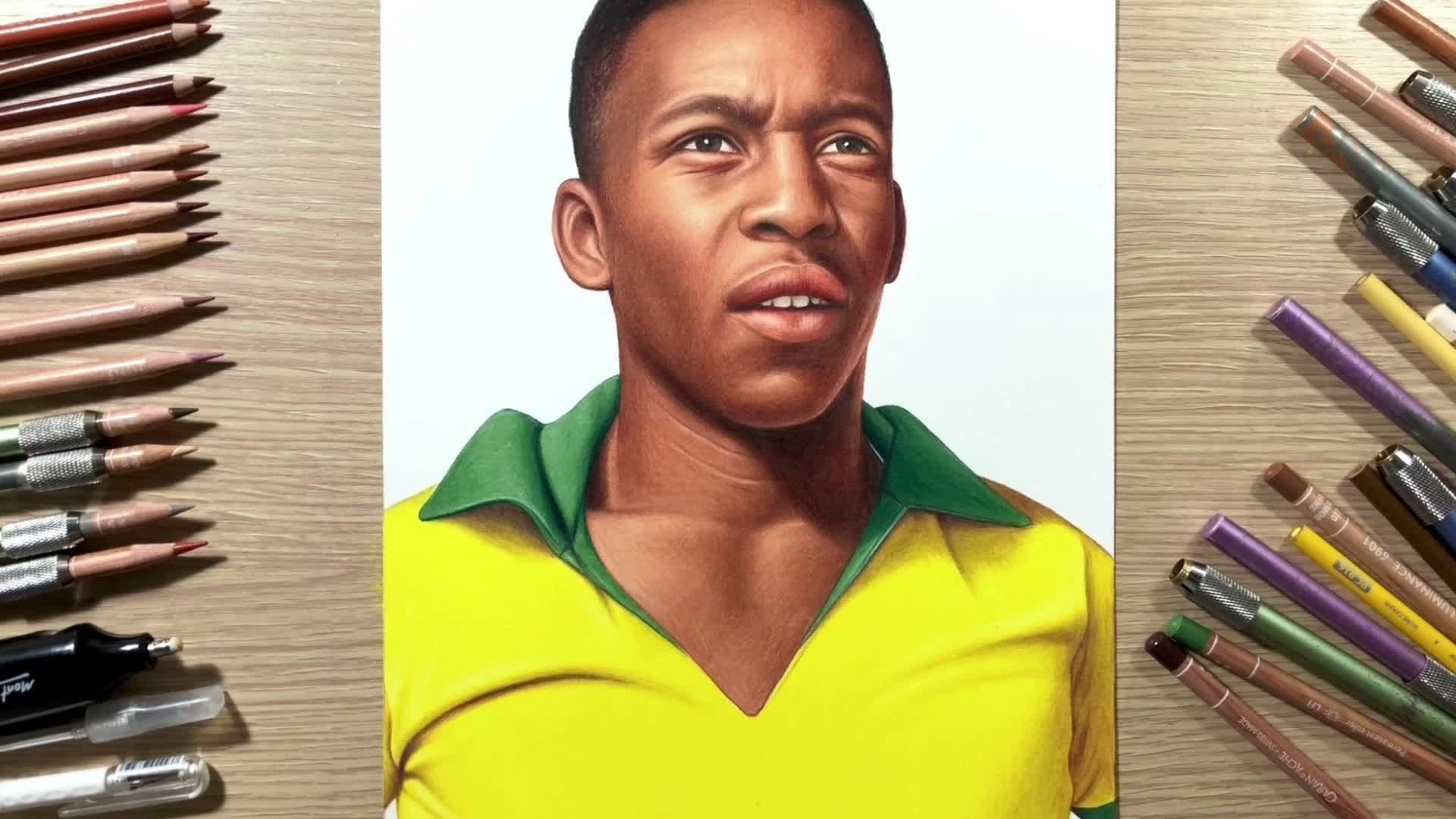 今天画一代球王贝利,赛场上留下段不可复制的传奇!