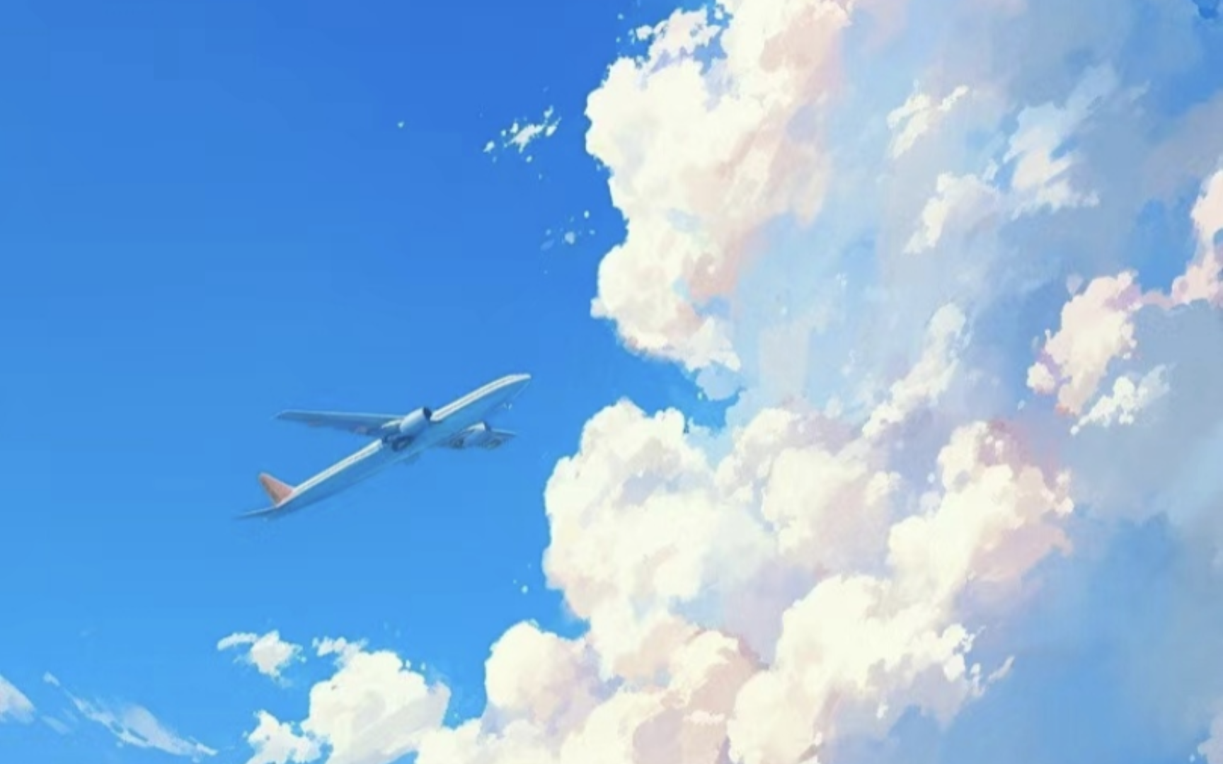 "飞机划过蓝色天际线,是谁带走我心愿"