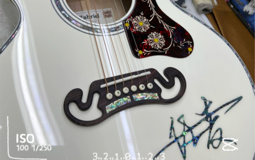 白色恋人38寸parlor 个性定制签名 民谣全单吉他推荐!