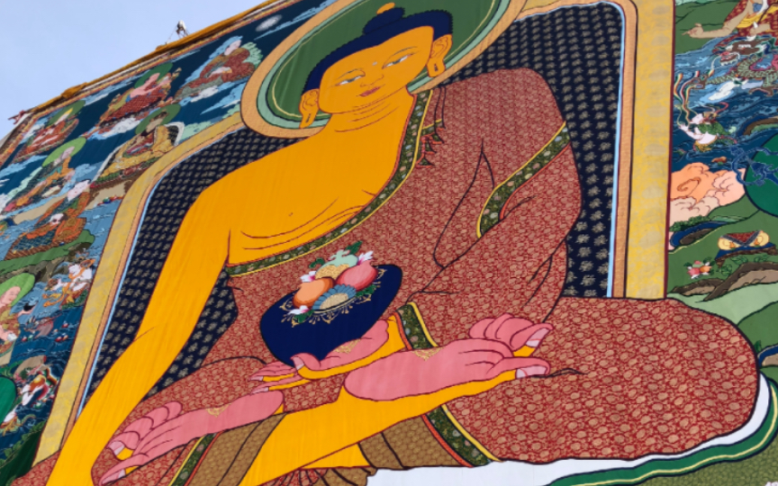 拉萨雪顿节:色拉寺展佛