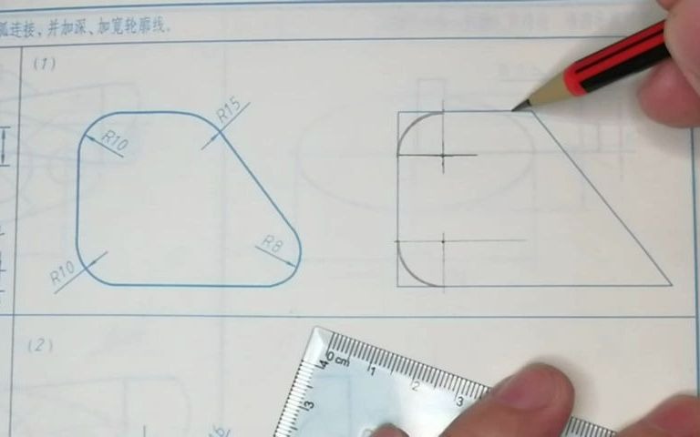 机械制图习题册第10页,圆弧连接哔哩哔哩bilibili