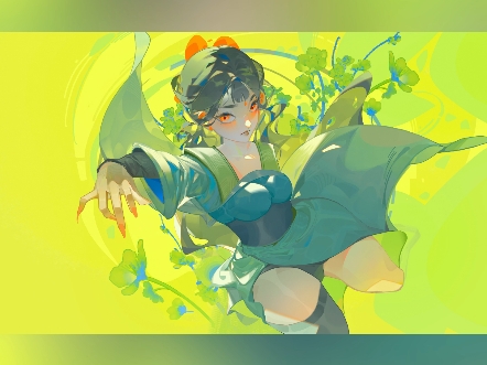画画过程|撞见青绿色的灵动感