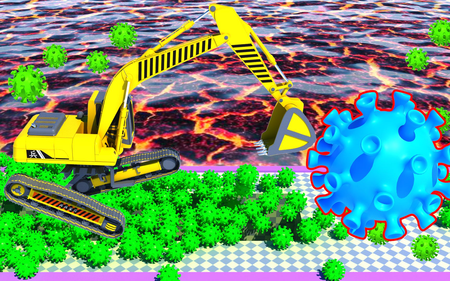 挖机闯关,少儿挖掘机工程车汽车玩具动画片,幼儿启蒙益智动画