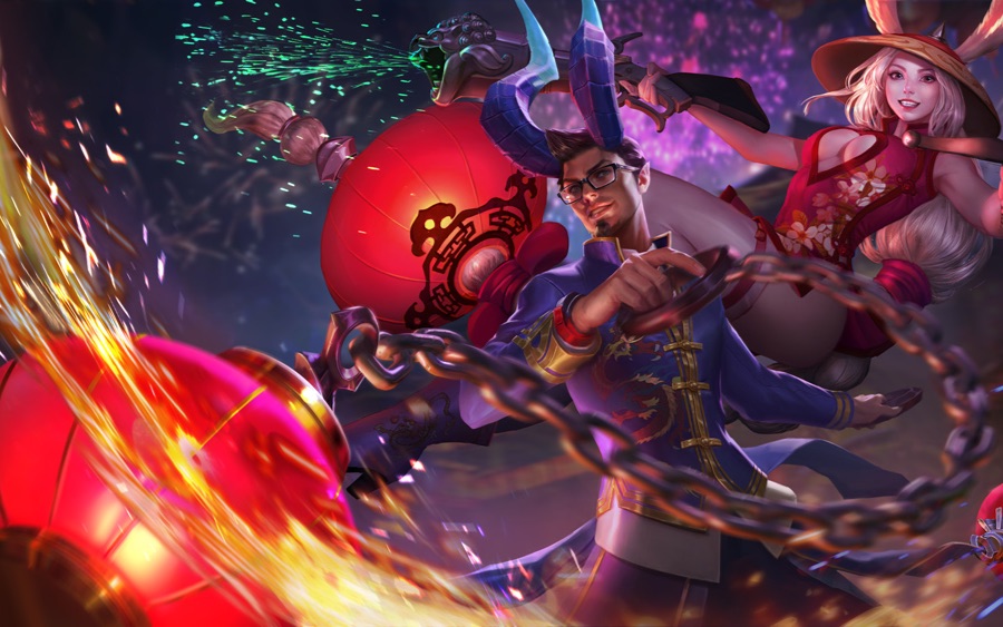 《虚荣5v5》火焰法师雷萨-新春skin特效展示【vglex】