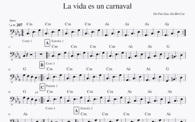 [图]la vi da es un carnaval 萨克斯谱 需要自取