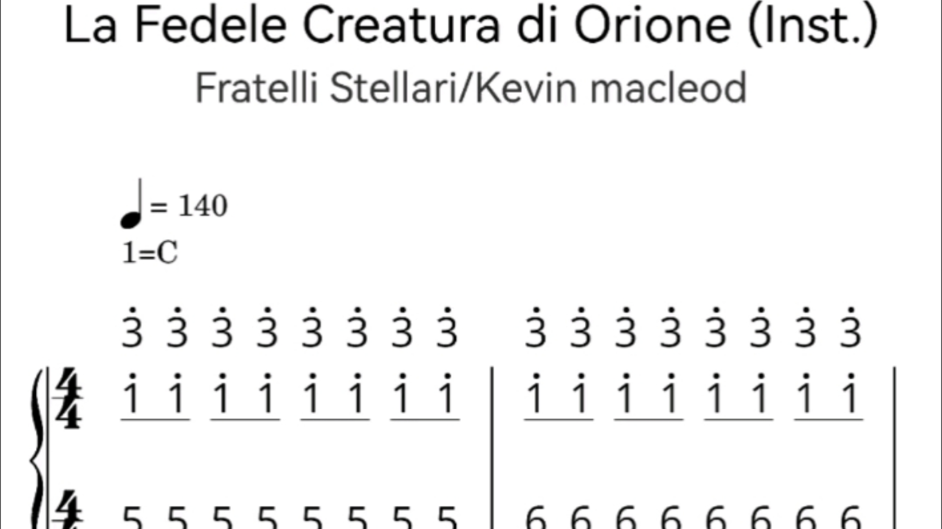 《La Fedele Creatura di Orione (Inst.)》简谱哔哩哔哩bilibili